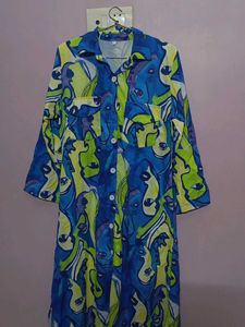 Abstract Face Print Shirt Dress