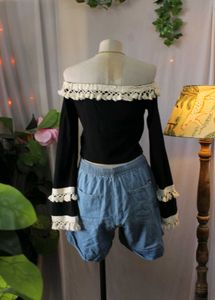 Savana Off-Shoulder Crochet Trim Top