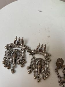 Oxidized Silver Elephant Earrings
