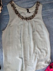 Light Blue Beaded Tank Top