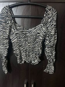 Zebra Print Long Sleeve Top- Dividend