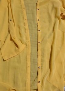 Yellow Sheer Button-Down Transparant Shrug✨️