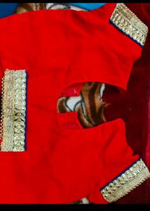 Red &amp; Gold Embellished Saree