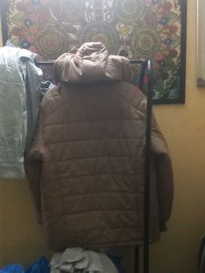 Tan Puffer Jacket with Hood