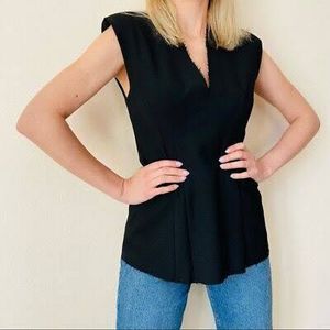 Zara Black Frayed Sleeveless Top