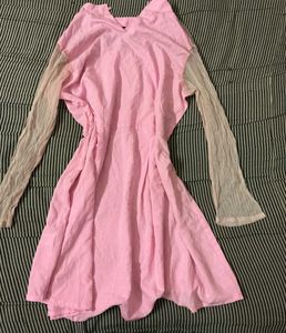 Pink Long Sleeve Mini Dress