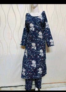 Printed Chikankari Kurta Set
