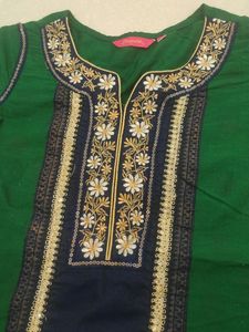 Round Neck Kurti, Beautiful &amp; Elegant (Green, S)
