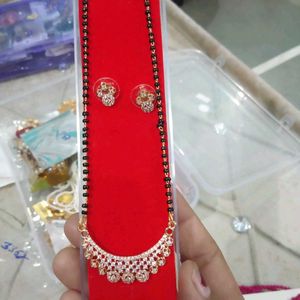 Elegant Mangalsutra Necklace & Earrings Set