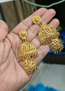 Gold Jhumka Earrings