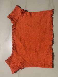 Orange Off-Shoulder Crop Top