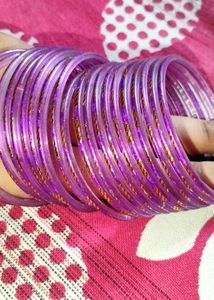 Combo Of pearl Earrings+ Purple Embellished Bangle