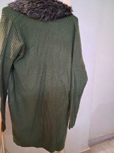 Olive Green Fur Cardigan