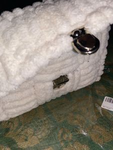 White Terry Cloth Shoulder Bag