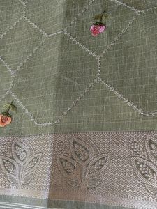 Printest Style Cotton Green Saree