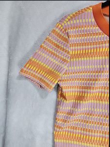 Zara Multi Coloured Textured T Shirt Size L
