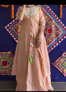 Peach Embroidered Kurta Set