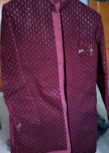 Maroon Sherwani 3 Peice Set
