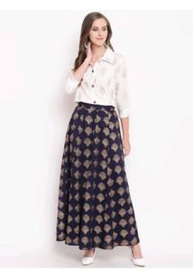 women viscose reyon shirt skirt set