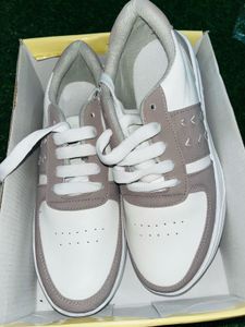 Stylish White & Grey Sneakers