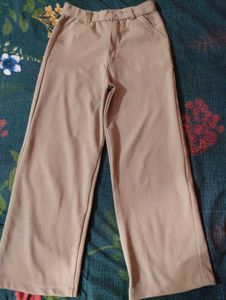 Beige Wide Leg Pants
