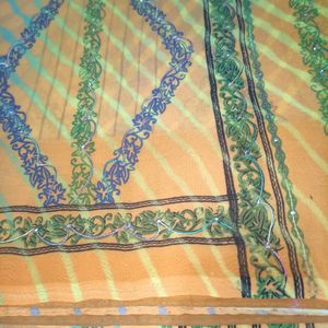 Yellow Orange Georgette Saree