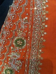 New Orange Golden detailing Kurta Set