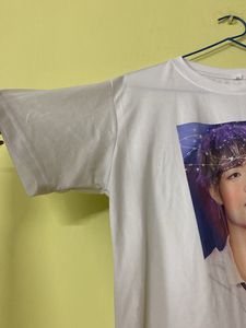 Korean Bts V (kim Taehyung) Brand Logo White Shirt
