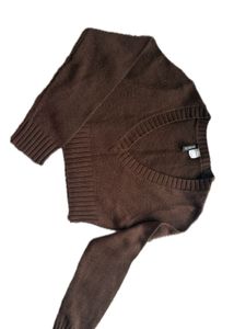 Brown Cropped V-Neck Sweater H&amp;M