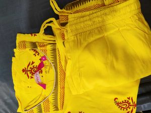 Yellow Printed Kurti