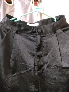 Jet black side slit pant