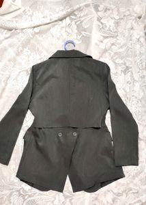 Grey Blazer With Stylish Back Slit