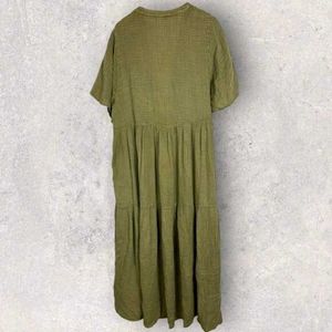 Anthropologie kalie  Olive Green Flowy Midi Dress