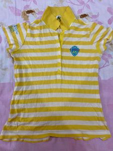 Striped Yellow Polo Top