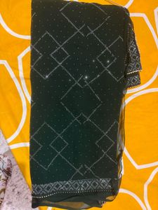 Elegant Green Embellished Saree