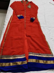 Women Red Georgette Zari Stone Festive Kurta