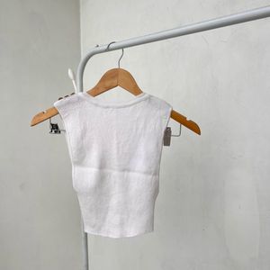 White Knit Vest with Button Detail