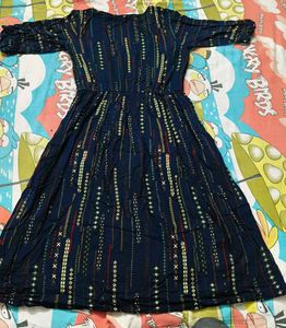 Navy Printed Midi Dress