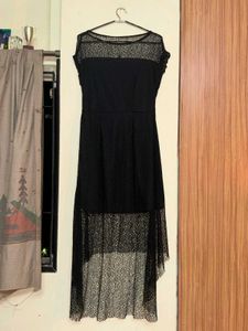 Elegant Black Lace High-Low Dress – Size S