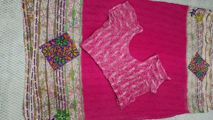 Pink Saree with Blouse