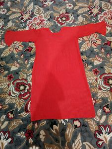 Red Ribbed Knit Tunic