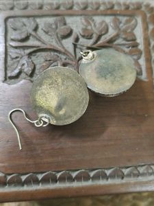 Vintage Pure Brass Natural Stone Earrings
