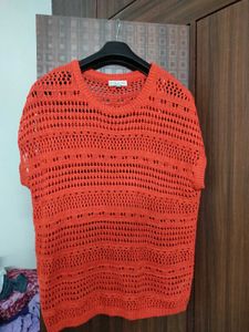 Orange Crochet Top Blouse
