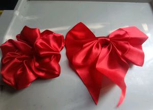 Red&amp;Pink Bow &amp; Scrunchie Set