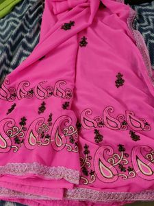 Pink Embroidered saree