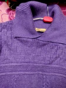 Purple Knit Polo Top