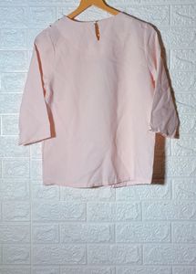 Peach Satin Top With Bow Ladies Own