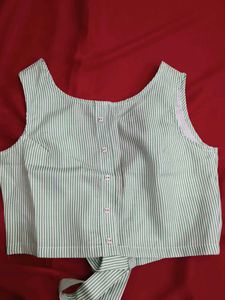 Striped Tie-Up Crop Top