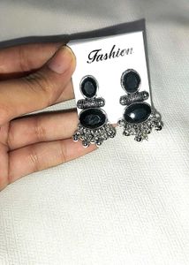 Boho Black Stone Drop Earrings