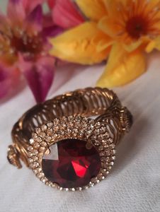 Vintage Red Jewel Cuff Bracelet